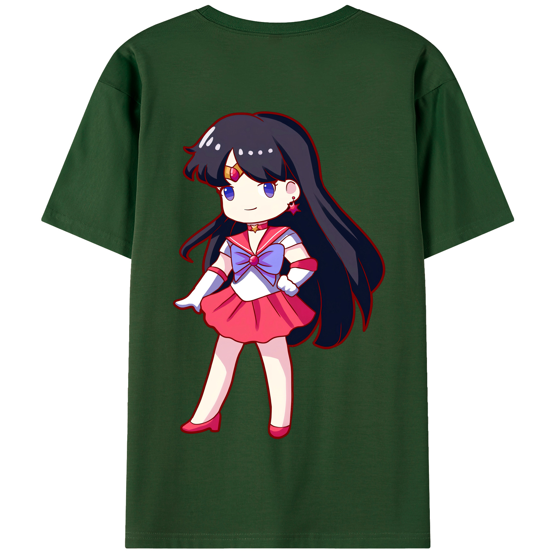 （画像用） 美少女戦士セーラームーン 火野レイ ひの レイ Sailor Moon Hino Rei （セーラーマーズ,Sailor Mars） 綿100％半袖Tシャツ（背面プリント）